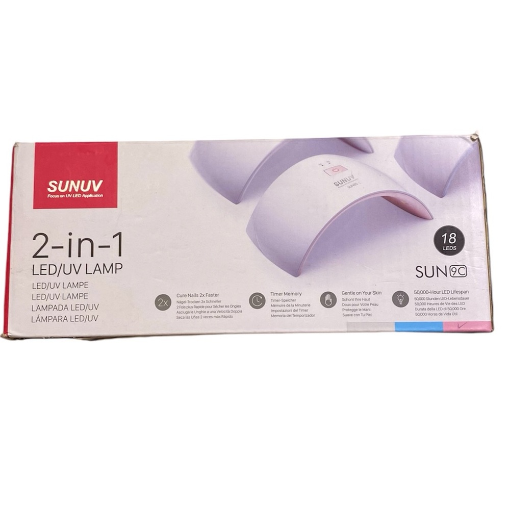 SUNUV SUN 9C 2 IN 1 LED UV LAMP NAIL LAMP CURING 2XS FASTER 18 LED EUC IN BOX